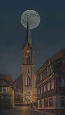 Mond über der Kirche – Joachim Vollmer